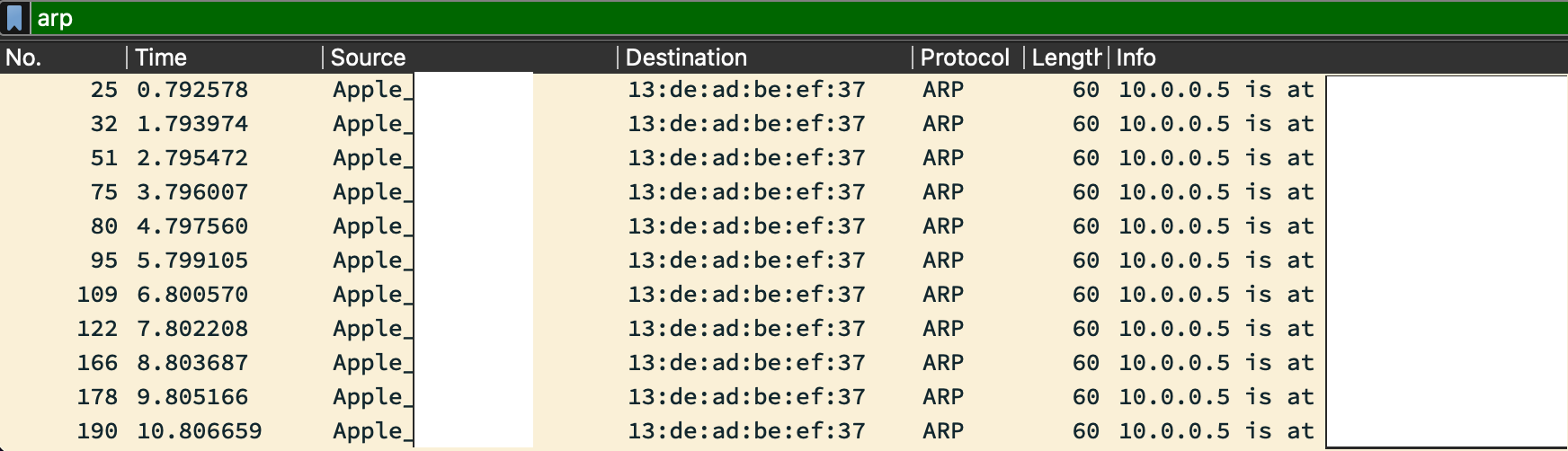 ARP Spoofing attack going on